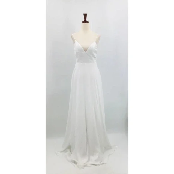 LULU'S SZ L Romantic Ways White Lace Button Back Bridal Maxi Dress NEW B131 - Picture 9 of 11